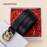 Caluom Kaiol女士皮帶平滑扣簡約百搭真皮腰帶女休閑時(shí)尚褲帶生日禮物送女友 時(shí)尚復(fù)古做舊風(fēng)【品牌專柜禮盒】 90cm （100斤以下）