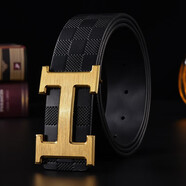 愛(ài)馬仕(Hermes)高端皮帶男士真皮平滑扣褲帶男潮頭層牛皮褲腰帶洗護保養 黑色+H金扣 115cm