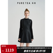 茶·愫【反叛千金風(fēng)】puretea茶愫pu皮無(wú)袖A字收腰連衣裙女2024年冬季新 石墨黑 S