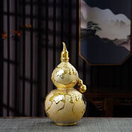 景德鎮陶瓷酒壇子鍍金葫蘆空酒瓶1/3/5/10斤裝密封酒壺擺件酒具 1斤裝鍍金葫蘆單瓶