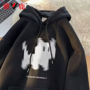 雅鹿衛(wèi)衣男春季潮流港風(fēng)連帽上衣寬松薄款長袖T恤衣服春秋款即墨男裝 L158黑色【春秋款】 XL 【建議體重120-140斤】
