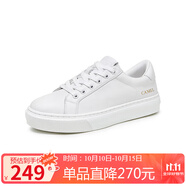 駱駝（CAMEL）小白鞋女簡(jiǎn)約休閑風(fēng)牛皮平跟系帶板鞋 L23S076142 白色 39