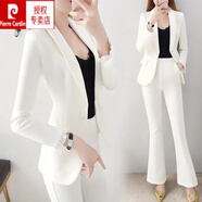 皮爾卡丹（pierre cardin）2025新款春秋小西裝套裝女韓版時尚正裝小西服英倫風(fēng)兩件套氣質(zhì) 白色兩件套 S