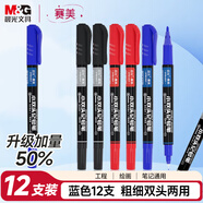 晨光（M&G）多色粗細雙頭物流筆記號筆 防水馬克筆油性筆兒童學生勾線筆升級加量（8黑2藍2紅）12支APMU2830