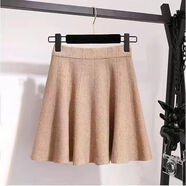 萱慕琳大碼秋冬高腰彈力針織半身裙女韓版松緊腰蓬蓬裙胖妹妹顯瘦短裙 卡其色優(yōu)質(zhì)面料 XL 碼130-150斤可穿