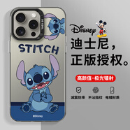 迪士尼（Disney）新款史迪仔可愛小米手機(jī)殼彩銀磨砂鐳射大孔硬殼硅膠邊卡通安琪星際寶貝適用情侶男女款保護(hù)殼 【彩銀黑色】史迪奇-CY306Y 小米12/小米12X/小米12S