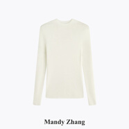 Mandy Zhang【七七醬直播間】德國(guó)揚(yáng)子紗120支100%美麗諾羊毛針織衫18針無(wú)縫 雅致白-半高領(lǐng) M