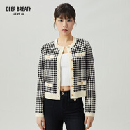 深呼吸DEEP BREATH女裝拼色假口袋小香風(fēng)針織衫開(kāi)衫外套女A400853 白 2XL (6)