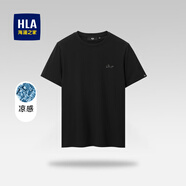 海瀾之家（HLA）短袖t恤男夏季時(shí)尚印花百搭圓領(lǐng)短T打底上衣男裝潮牌休閑體恤衫男 黑色97(涼感抗菌防螨) L 175/92A