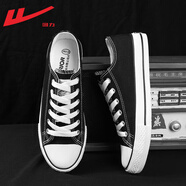 回力帆布鞋男低幫秋季男鞋韓版透氣情侶學(xué)生布鞋單鞋潮鞋子男板鞋 黑色HL391T 41