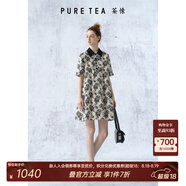 茶·愫【明星同款/黯夜玫瑰】puretea茶愫緞紋棉連衣裙女短裙2024夏新款 米白 S