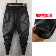 優(yōu)桓男士皮褲加大加肥大碼冬季加絨加厚大碼防風(fēng)個(gè)性機車(chē)褲六個(gè)兜仿皮 典雅黑 N1892加絨加厚 30 105-110斤