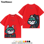 特登堡（TEDENGBAO）LOL英雄薇古絲熬夜波比愁云使者周邊聯(lián)盟短袖夏季男士純棉T恤休閑 紅色5 S