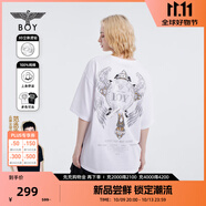 BOY LONDON潮牌短袖秋季男女同款燙鉆銀幣黑色時尚T恤N01002 白色 M