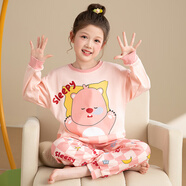 貼心熊春秋季兒童睡衣女童家居服套裝寶寶純棉長(zhǎng)袖夏季女孩大童親子母女 24530 140cm 14碼【身高125-135cm】