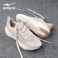 鴻星爾克（ERKE）女鞋運動(dòng)鞋夏季新款網(wǎng)面透氣輕便厚底增高休閑鞋防滑耐磨跑步鞋女 山藥灰/礦物粉3165 35