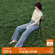 ONLY夏季涼感冰氧酷高腰顯瘦直筒褲牛仔褲女|124232025 J33 350水洗牛仔藍(lán) S (160) 64A（卡碼拍大）