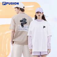 FILA FUSION斐樂(lè )潮牌情侶款短袖衫時(shí)尚寬松短袖T恤男女 標準白-WT M