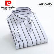 皮爾卡丹（pierre cardin）國際品牌春秋季2025黑白條紋長袖襯衫男寬松襯衣男士韓版外套休閑 白色 AK55長袖 L 39(適合105-115斤)