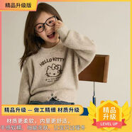 皮偌喬 PO&JO女童毛衣秋冬裝2025新款洋氣兒童卡通加絨加厚線衣圓領套頭針織衫 燕麥奶咖升級版 90 建議身高80-90  