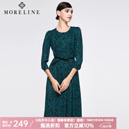 MORELINE沐蘭氣質(zhì)復(fù)古印花連衣裙女士洋氣顯瘦中長(zhǎng)裙圓領(lǐng)高端奢華大牌 圖片色 S (160)