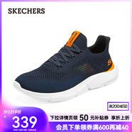 斯凱奇（Skechers）夏季男鞋新款輕便一腳蹬透氣網(wǎng)面休閑運(yùn)動(dòng)跑步鞋百搭慢跑鞋210281 海軍藍(lán)色/橘色/210281-NVOR 42.5