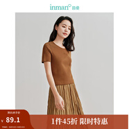 茵曼（INMAN）多色無袖顯瘦吊帶背心T恤夏季簡約休閑百搭圓領(lǐng)上衣 咖啡色-W18424128 M