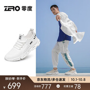 零度Zero男鞋透氣飛織鞋子男士舒適輕便網(wǎng)面運動(dòng)休閑鞋男 白色 39