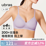 ubras[虞書(shū)欣同款]夾心軟支撐光面小胸聚攏女無(wú)痕內(nèi)衣隱形無(wú)鋼圈文胸罩 【背勾款】香提紫色 M 75A/75B