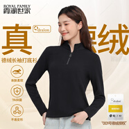 霞湖世家【真德絨·回歸】女款秋冬立領(lǐng)半拉鏈保暖長(cháng)袖保暖T恤 2XL 黑色
