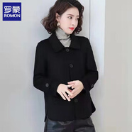羅蒙（ROMON）高端大碼毛呢短外套女士2024秋冬新款洋氣中年媽媽小香風(fēng)毛呢大衣 黑色 L 建議100-115斤