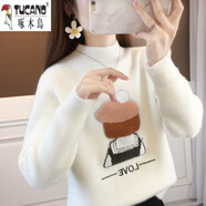 啄木鳥(niǎo)（TUCANO）少女羊毛衫加厚毛衣少女秋冬裝2025年新款初中高中學(xué)生韓版半高領(lǐng) 小美女白色 不加絨 L 建議110-120斤內