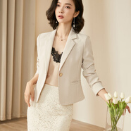 米思陽(yáng)（missshine）2025夏季新款時(shí)尚氣質(zhì)修身顯瘦職業(yè)OL小西裝短款外套女6029 杏色現貨直發(fā) S