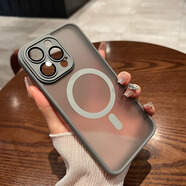 雅思戀 【強力磁吸充電】全包膚感磨砂黑適用iPhone手機殼蘋果手機保護殼MagSafe磁吸超薄漸變 鈦灰色 【簡約高級，鏡頭全包】 iPhone 13
