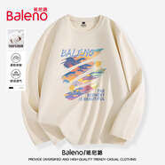 班尼路（Baleno）純棉ins風長袖T恤男簡約春秋季新款寬松百搭圓領(lǐng)套頭大碼打底衫男