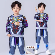 藍(lán)貝妮童裝賽羅奧特曼衣服秋冬季男童加絨套裝小男孩萬(wàn)圣節(jié)服裝兒童冬裝 艾克斯奧特曼 110碼建議身高105CM