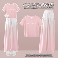 優(yōu)優(yōu)1點（Yoyo one）女童套裝夏季新款兒童新中式國風(fēng)短袖女大童多巴胺夏裝兩件套 15117漸變粉+18813粉色 150