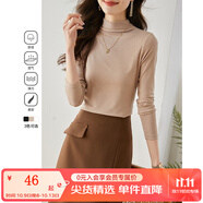 梵希蔓半高領(lǐng)打底衫內(nèi)搭上衣2025春秋新款修身顯瘦職業(yè)裝長(zhǎng)袖t恤 71351 卡其色 L