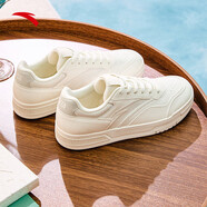 安踏（ANTA）百川丨低幫板鞋男冬季小白鞋 象牙白/數字霧灰-1 39