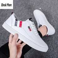 森馬男鞋春秋季鞋子男皮鞋防水防滑黑色板鞋男士休閑鞋工作男鞋 A08-1白色 40