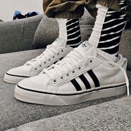 阿迪達斯（adidas）網三葉草女鞋夏季新款低幫運動帆布輕便板鞋時尚休閑鞋子 CQ2333/白色帆布鞋 38.5
