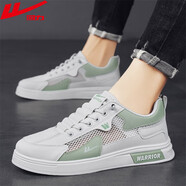 回力男鞋板鞋透氣薄款網(wǎng)面鞋一腳蹬運動(dòng)休閑鞋子男4262 白綠 38