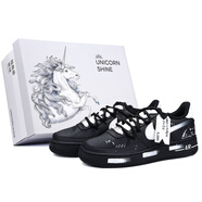 NIKE定制球鞋 Air Force 1 書寫告白 禮盒 解構(gòu) 高街風(fēng) 經(jīng)典百搭 防滑 黑白(獨角獸禮盒) 38