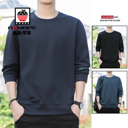 AEMAPE美國蘋(píng)果秋冬加絨衛衣男長(cháng)袖t恤男春秋寬松圓領(lǐng)打底衫上衣外套男T 17990藏青衛衣 XL 碼 130-145斤