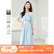 梵希蔓萊賽爾短袖連衣裙女2025年夏季新款溫柔風收腰氣質(zhì)裙子 M6932 藍色 S