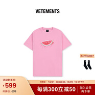 VETEMENTS夏季潮流西瓜T 全棉短袖圓領(lǐng)寬松休閑簡(jiǎn)約情侶款高街西瓜T恤2025 粉紅 L
