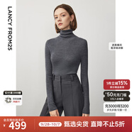 朗姿【王楚然同款】純羊毛高領(lǐng)針織衫秋冬內(nèi)搭打底上衣曠野美拉德 深灰色2 M