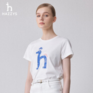 HAZZYS哈吉斯純棉印花短袖T恤女士夏季圓領(lǐng)體恤 米黃色 XS 155/80A 36