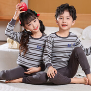 糊圖狗（HUTUGOU） 糊圖狗 新款兒童內(nèi)衣套裝純棉女童秋衣秋褲男童全棉線衣小孩睡衣 條紋足球TEL 2024款 100 建議身高95以下