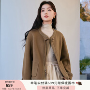 香影（xiangying）新中式國風(fēng)純羊毛短外套女2025秋季新款盤(pán)扣小個(gè)子雙面呢大衣 駝色V641674 S